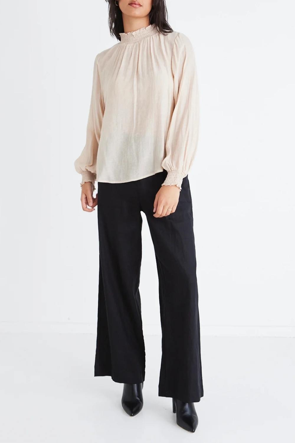 Champagne Textured High - Neck Shirt