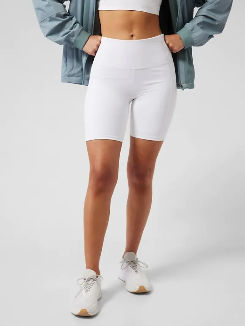 White Accented Biker Shorts For Chic Active Style