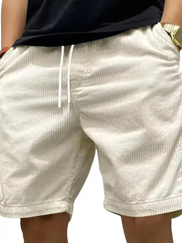 Men's Full Size Casual Corduroy Drawstring Shorts Plus Size