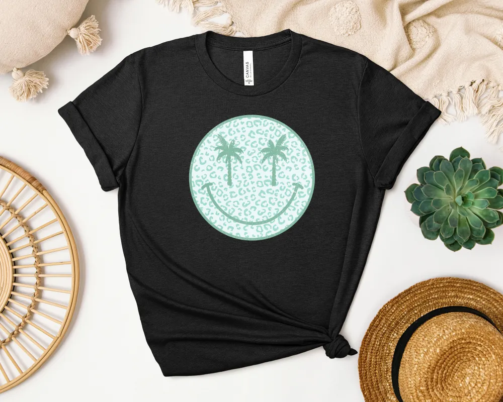 Palm Tree Smiley Graphic Everyday Tee