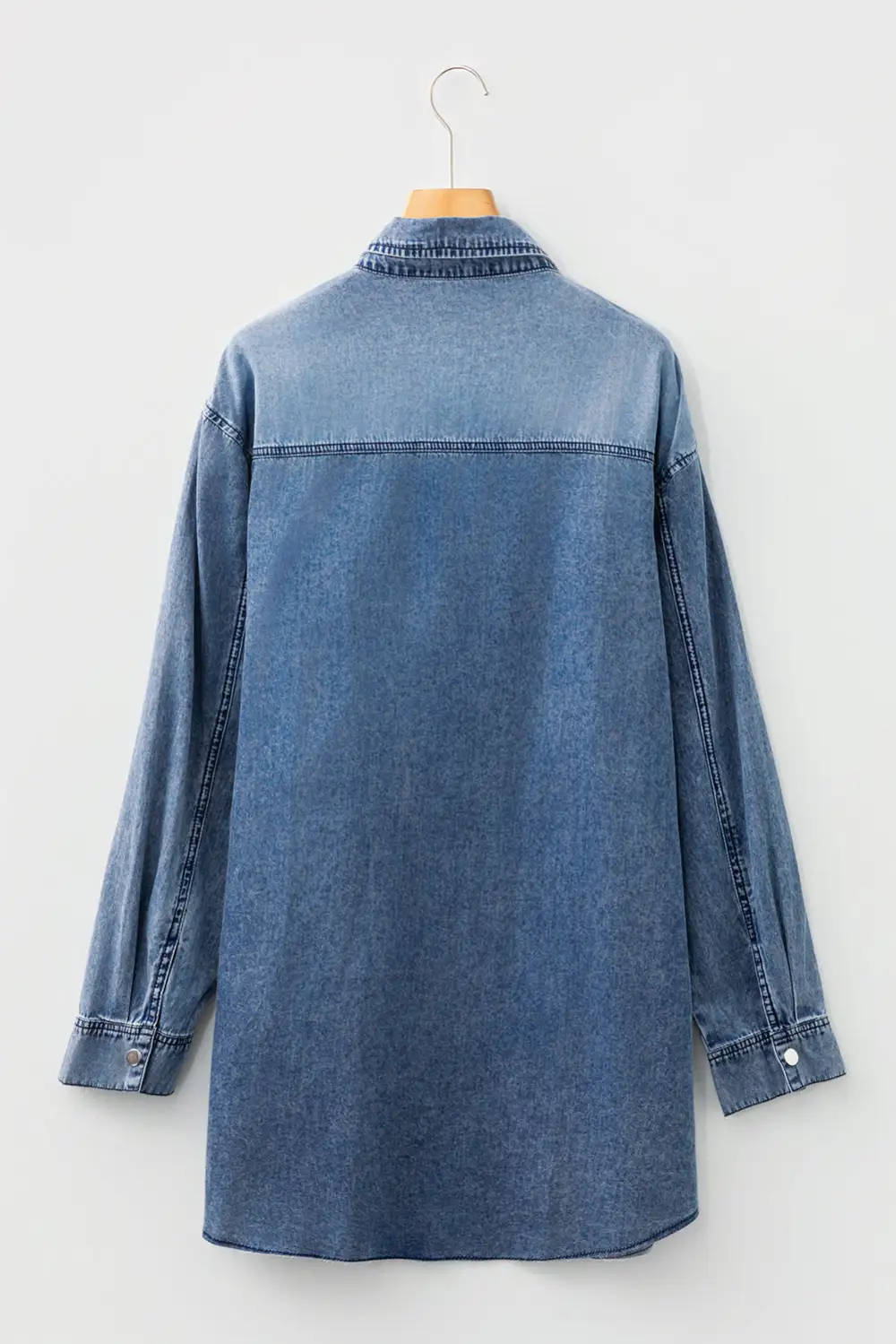Balanced Detail Denim Pocketed Shirt Dress