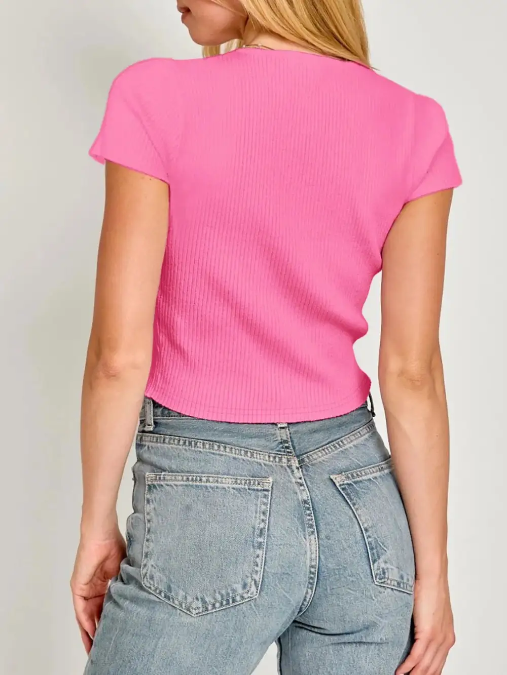 Refined Round-Neck Short-Sleeve Bow-Detail T-Shirt