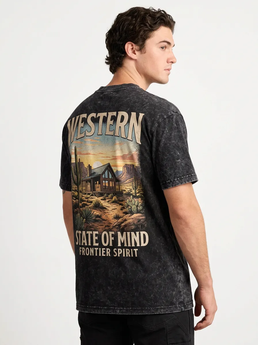 Men's Western Desert Cabin State of Mind Printed T-shirt