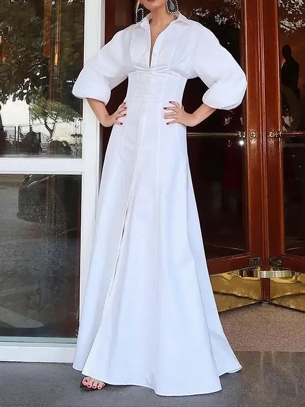 High Buttoned Long Maxi Dress