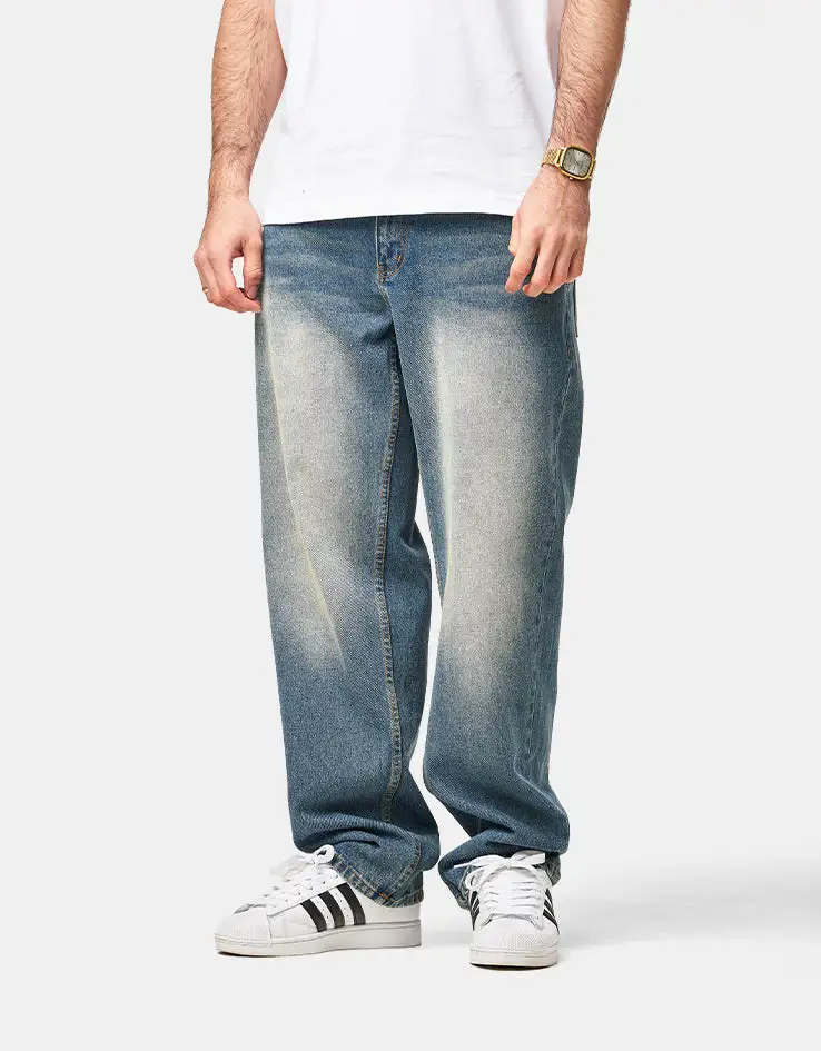 Men's Sandblasted Relaxed Stretch Denim Jeans