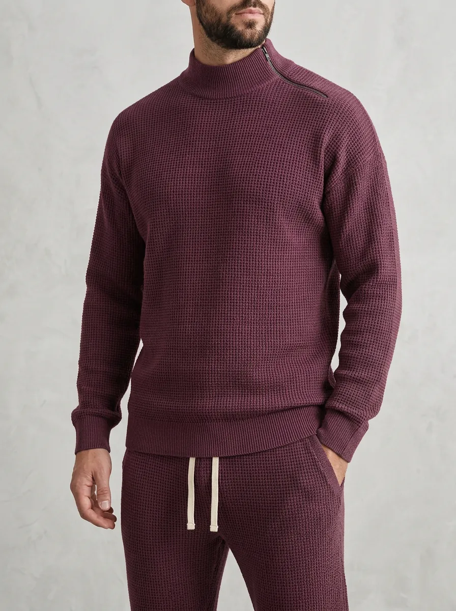Refined Casual-Look Men's Knit Sweater Tracksuit Set