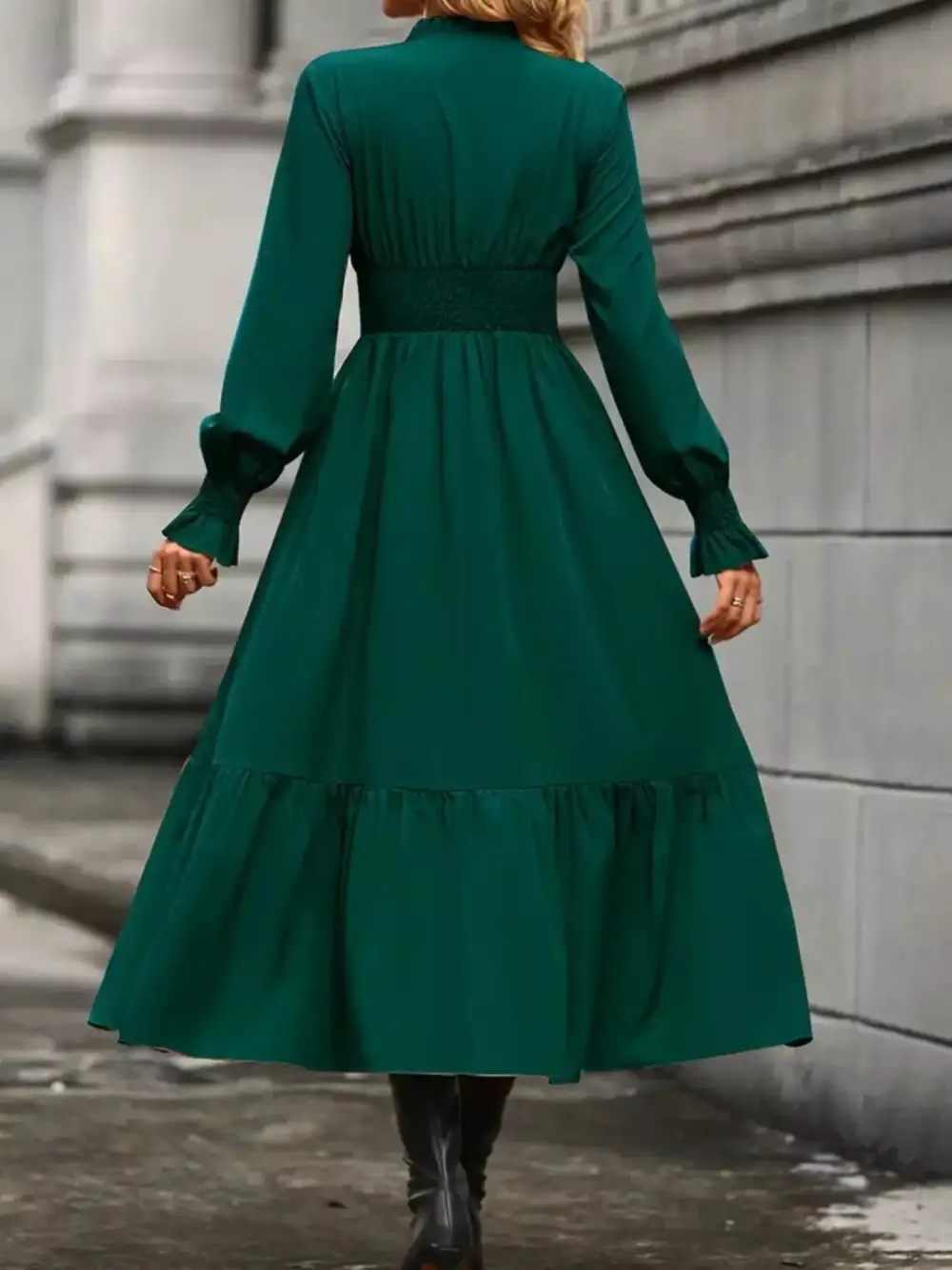 Tiered Long Sleeve Midi Dress