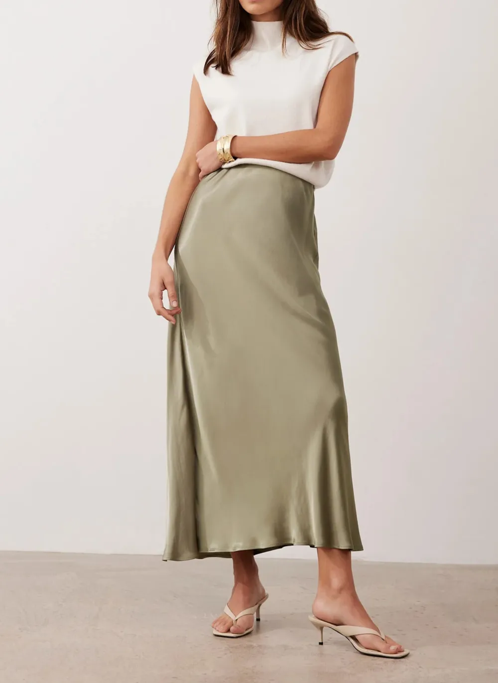 Casual Style Satin Slip Skirt
