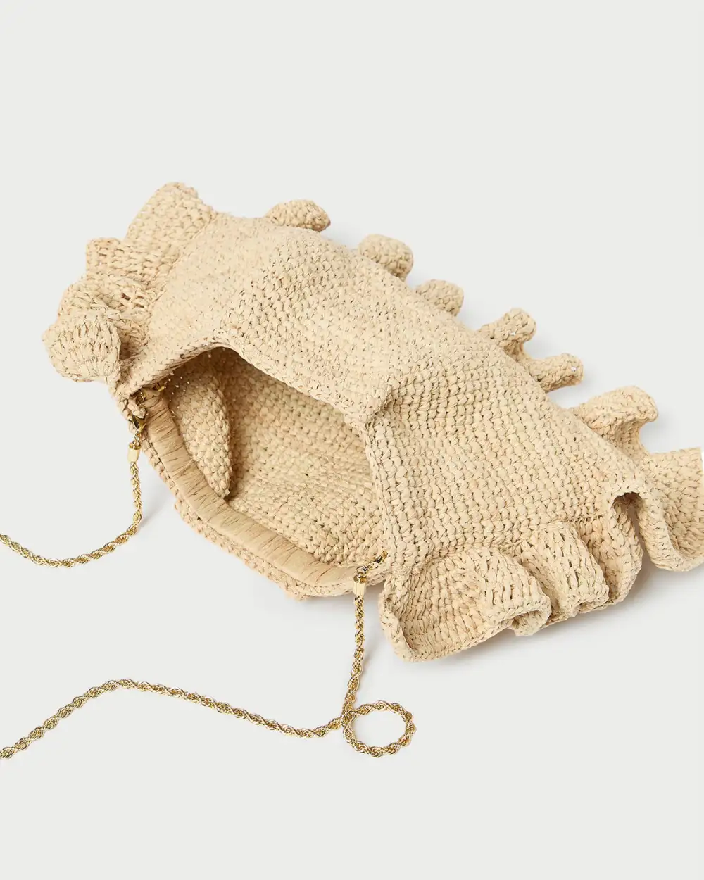 Ruffle Trim Textured Carryall Bag