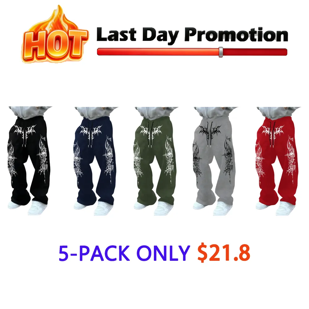 Men's Casual Slant Pocket Loose-Fit Drawstring Pants, Geometric Pattern Print Sweatpants, All-Season Comfortable Men's Clothing