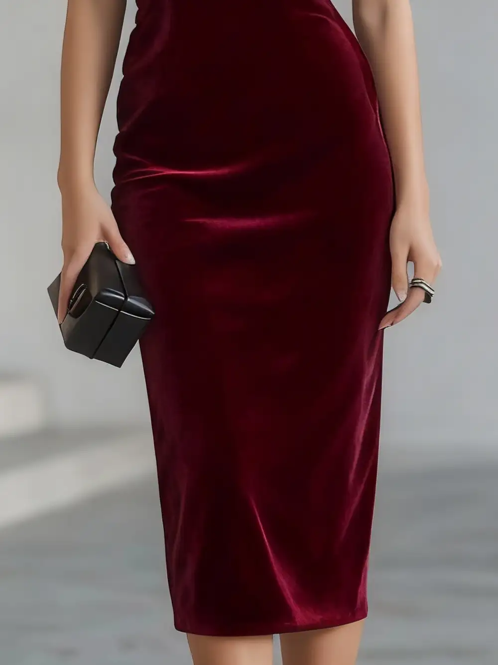 Refined Women's Velvet Midi Dress
