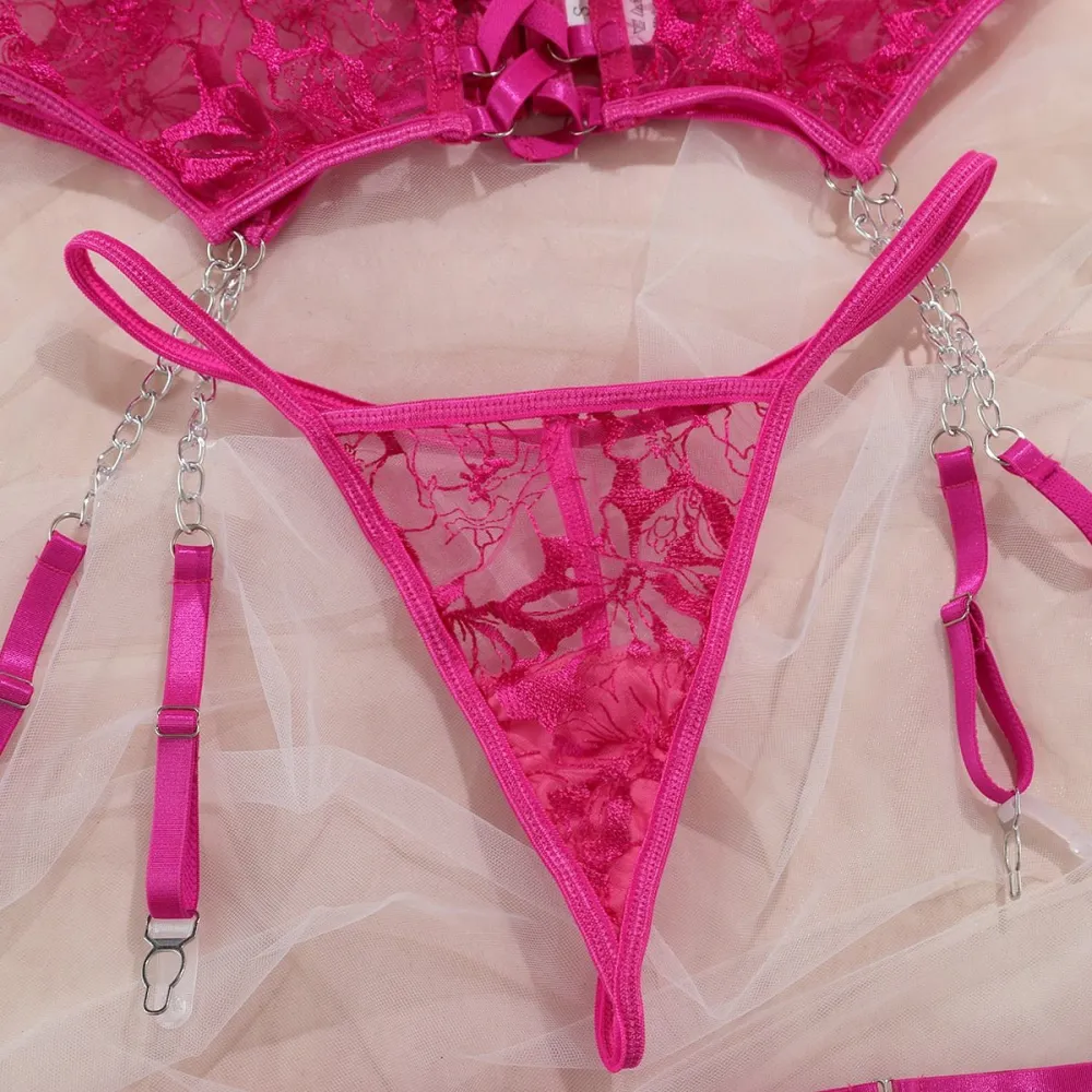 Refined Sheer Garter Lingerie Set
