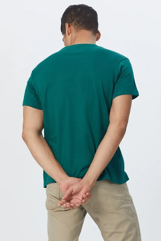 Green Vintage-Wash Cotton Crew Neck T-Shirt