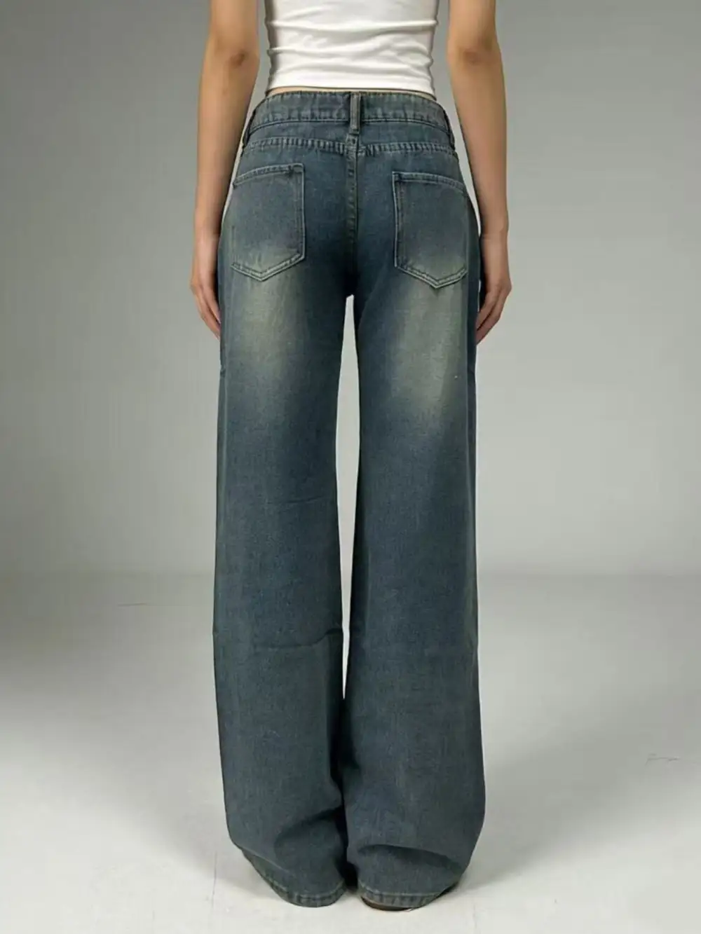 Textured Wide Leg Denim Jeans