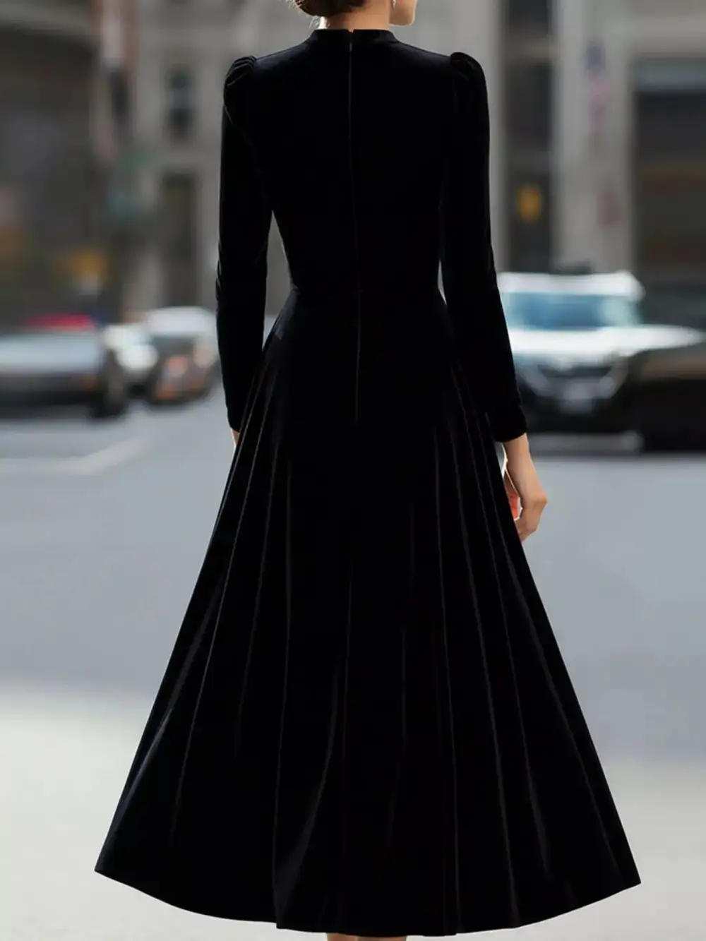 Velvet Long Sleeve Dress Casual