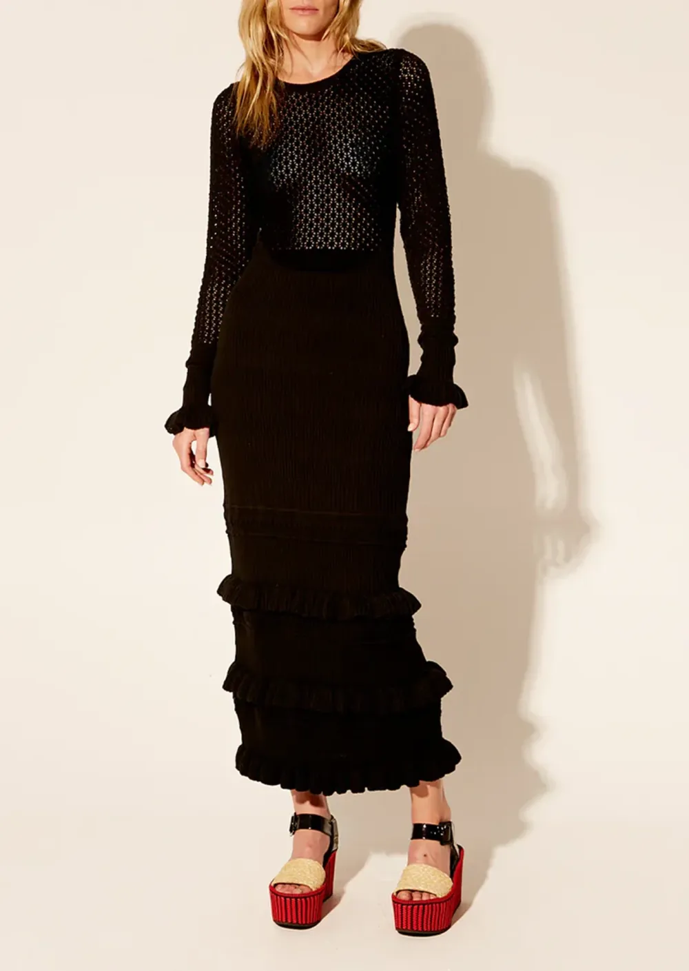 RUFFLED DETAIL KNIT DRESS