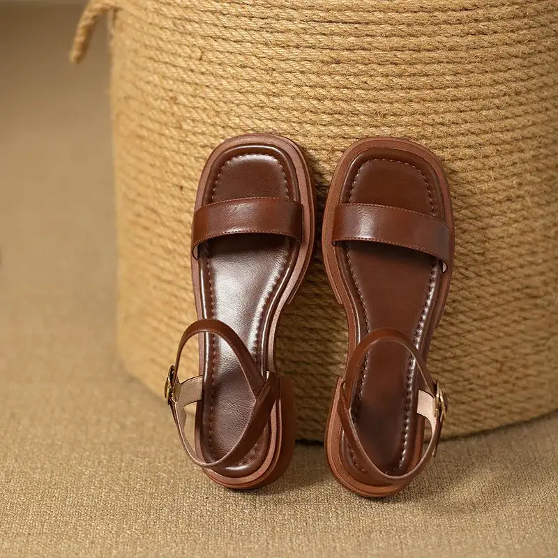 Wraparound Slingback Open-Toe Flat Sandals