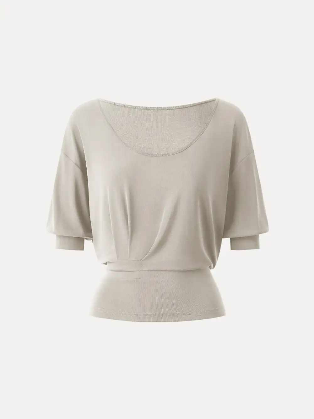 Scoop Neck Short Sleeve Tucked Tee