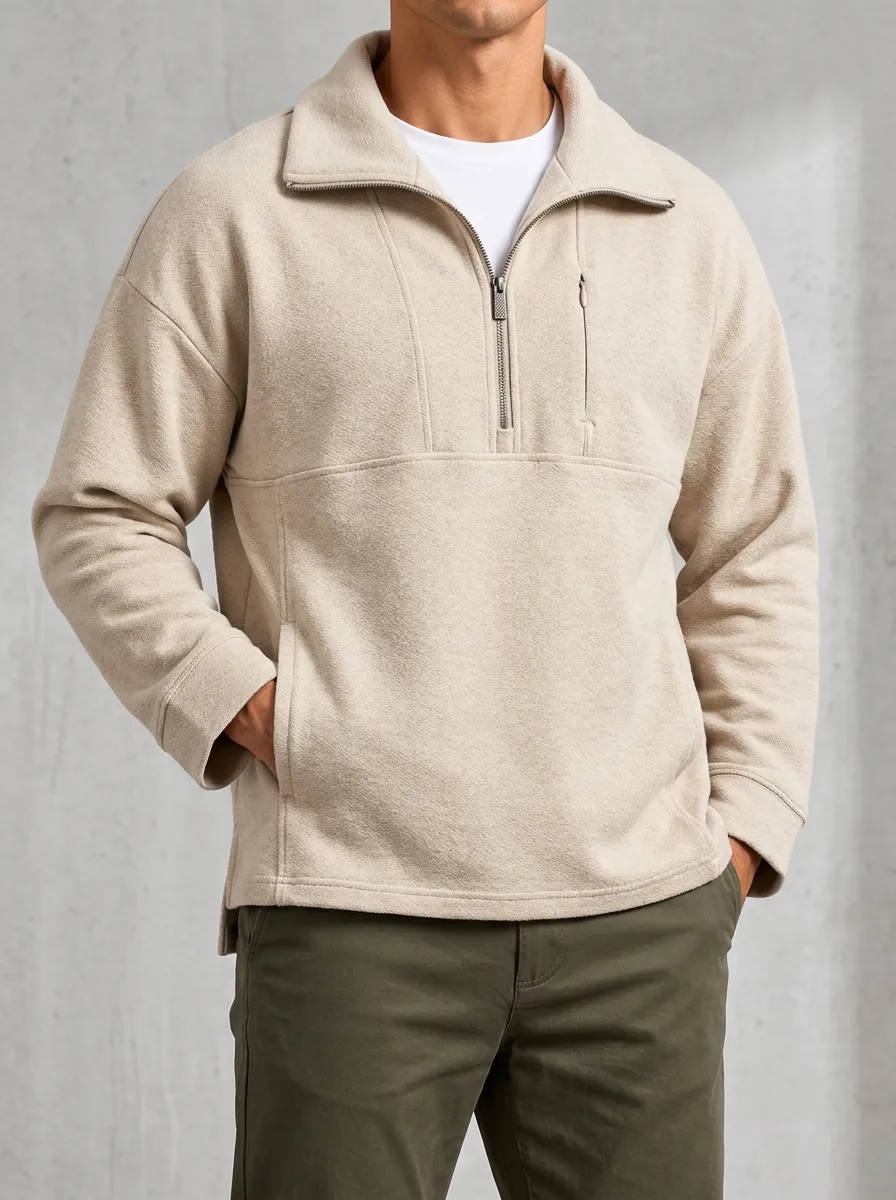 Quarter-Zip Sweatshirt in a Casual Solid Finish Style