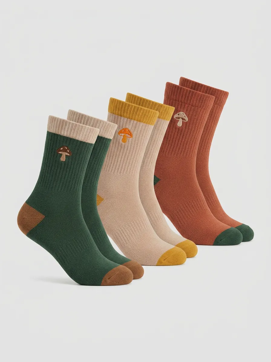 Comfort Stretch Mushroom Meadow Three-Pair Sock Pack