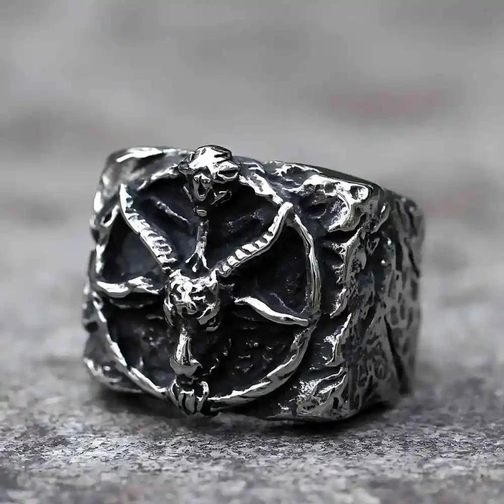 Men's Satanic Goat Head Ring