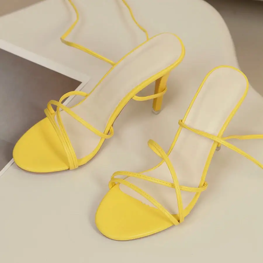 Lace-Up Square-Toe Open-Toe Pumps