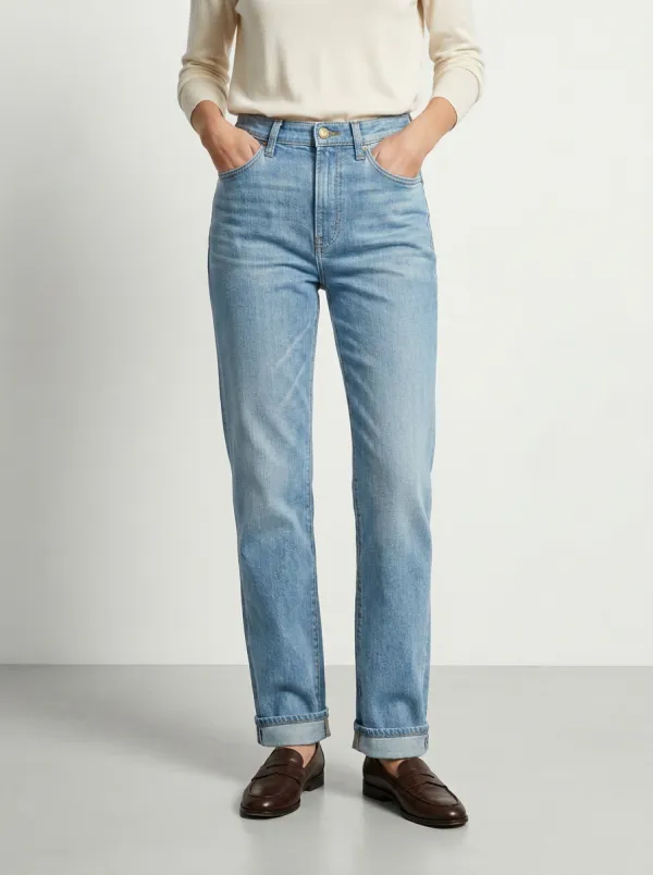 Classic High-Rise Cuffed Women's Straight-Leg Jeans