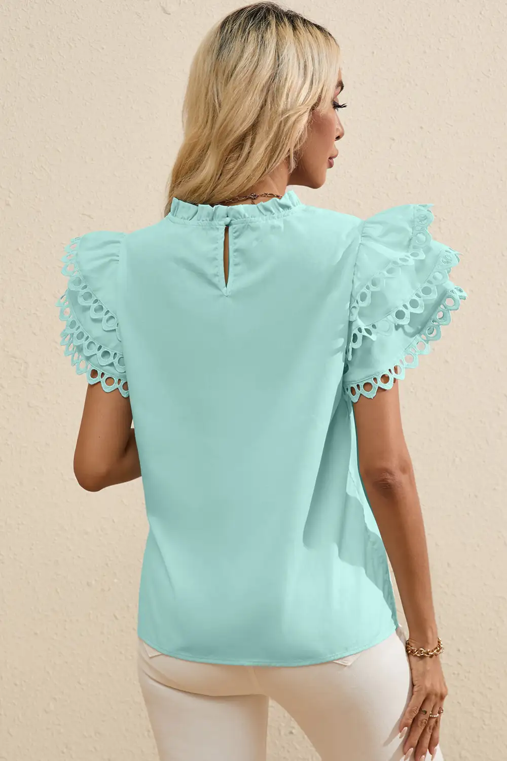 Embroidered Ruffled Frilled Blouse