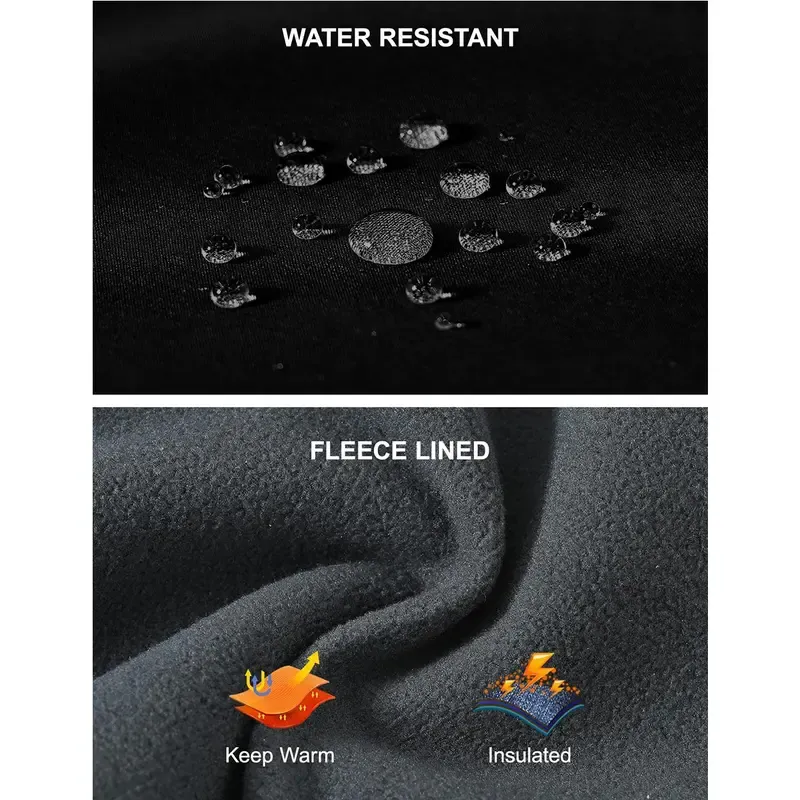 Men's Waterproof Pants Insulated Cold weather Hiking Winter Snow Ski Softshell Outdoor Pants Zipper Pockets Climbing Thermal Jogger Trousers Thermal Lined Jogger pants men