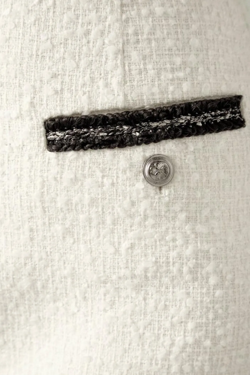 White Tweed Pocket Detail Mini Skirt