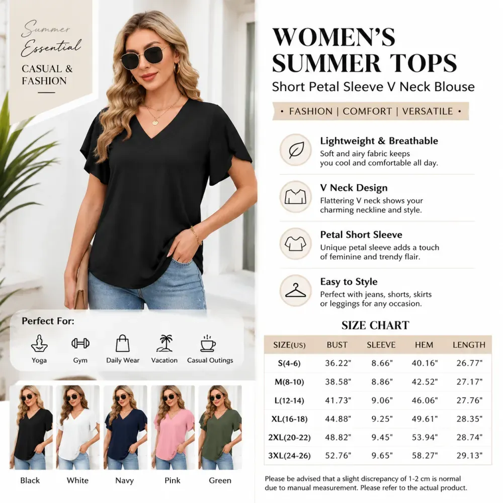Womens Short Sleeve V Neck Dolma -- 1 for as low as $1.25