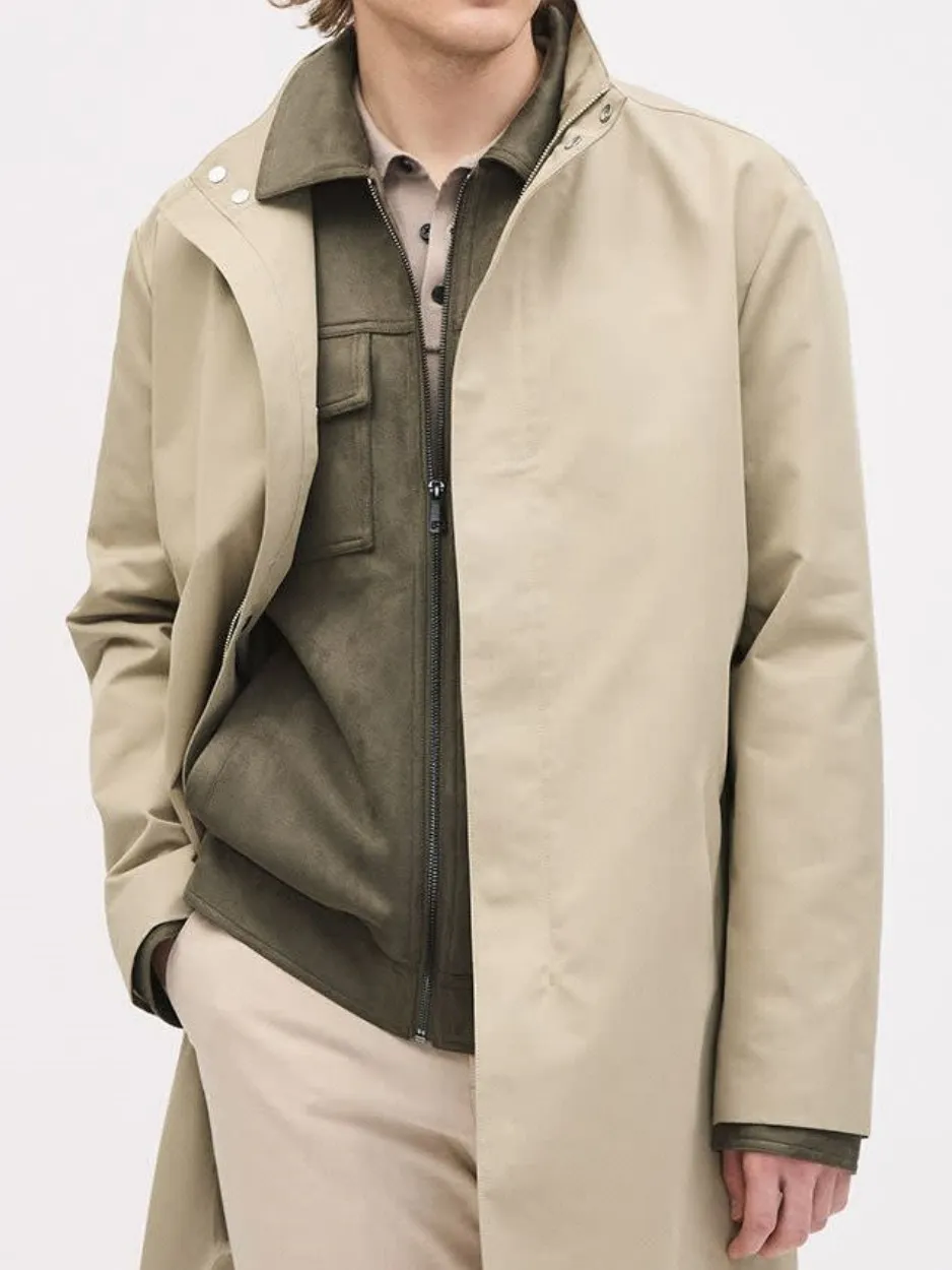 Khaki Long Length Utility Style Jacket