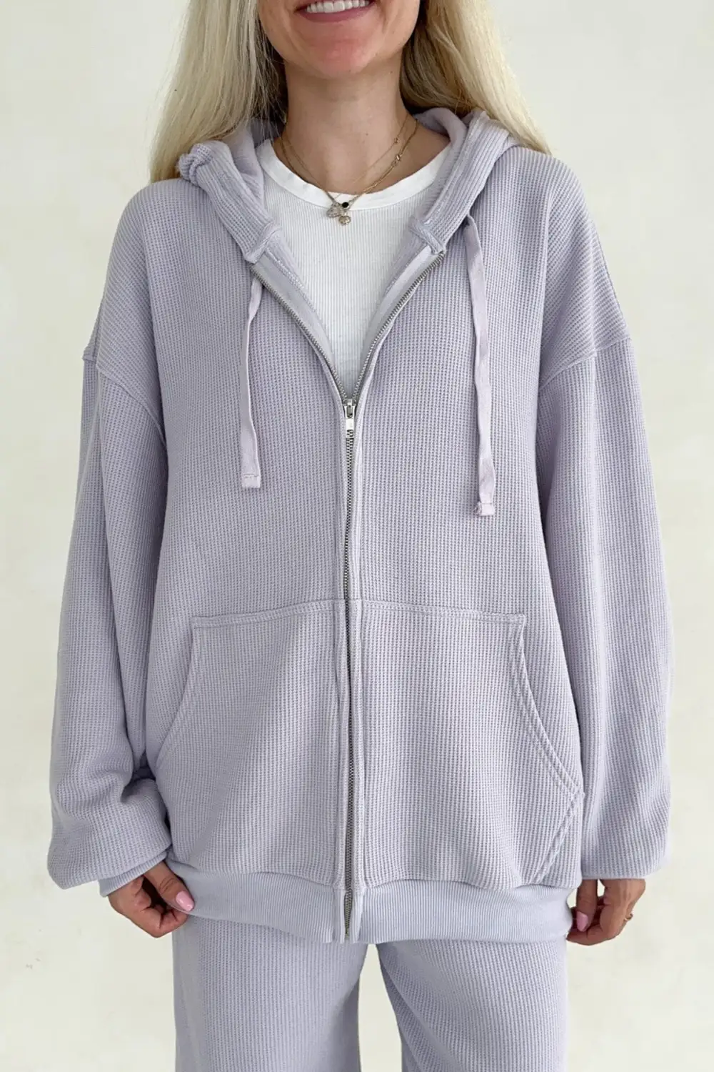 Smooth Waffle Knit Hoodie