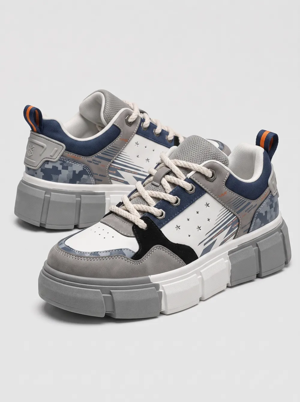 Men's Streetwear Star Camo Pattern Printed Chunky Sneakers