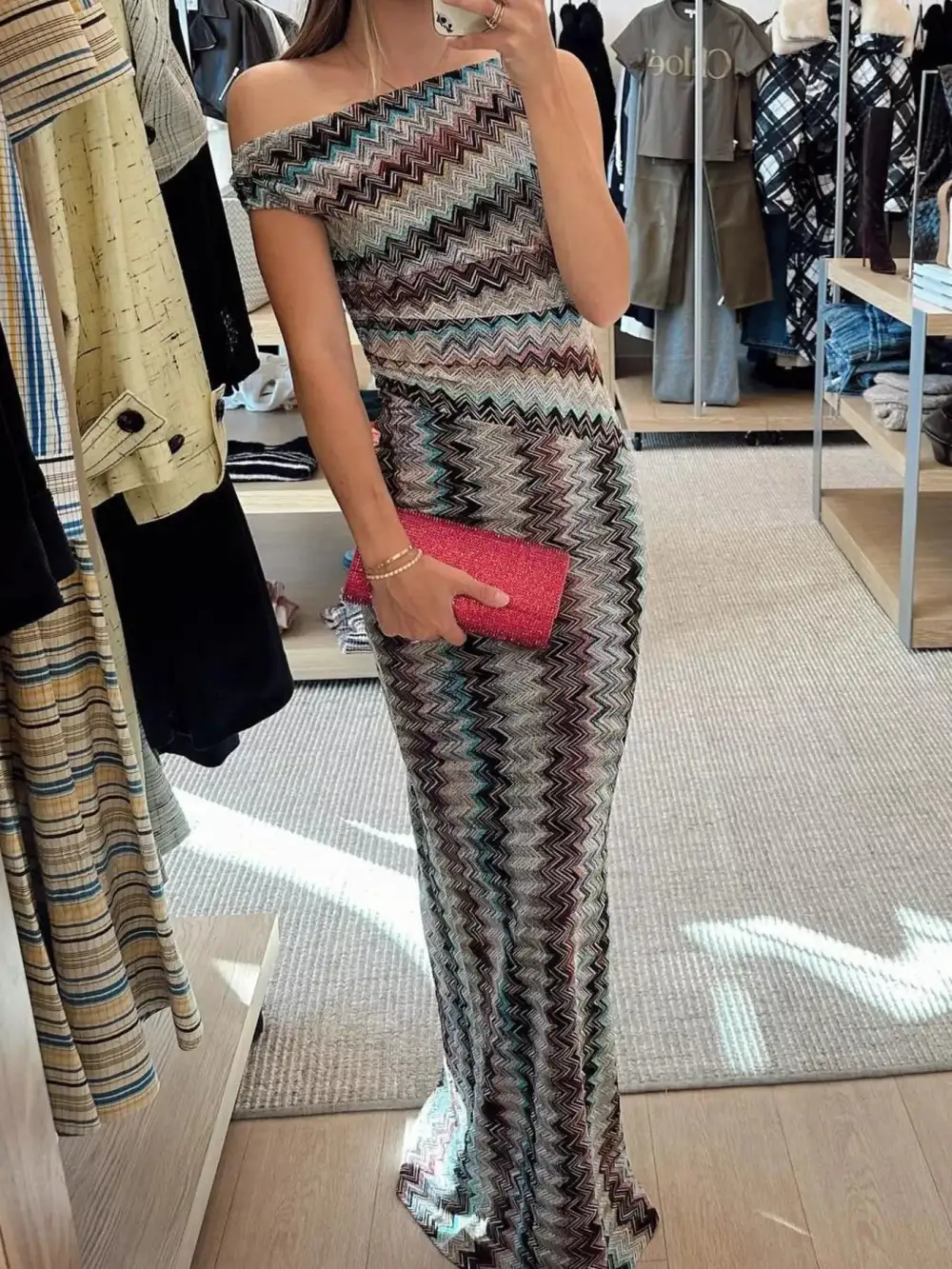 One-Shoulder Knit Maxi Dress