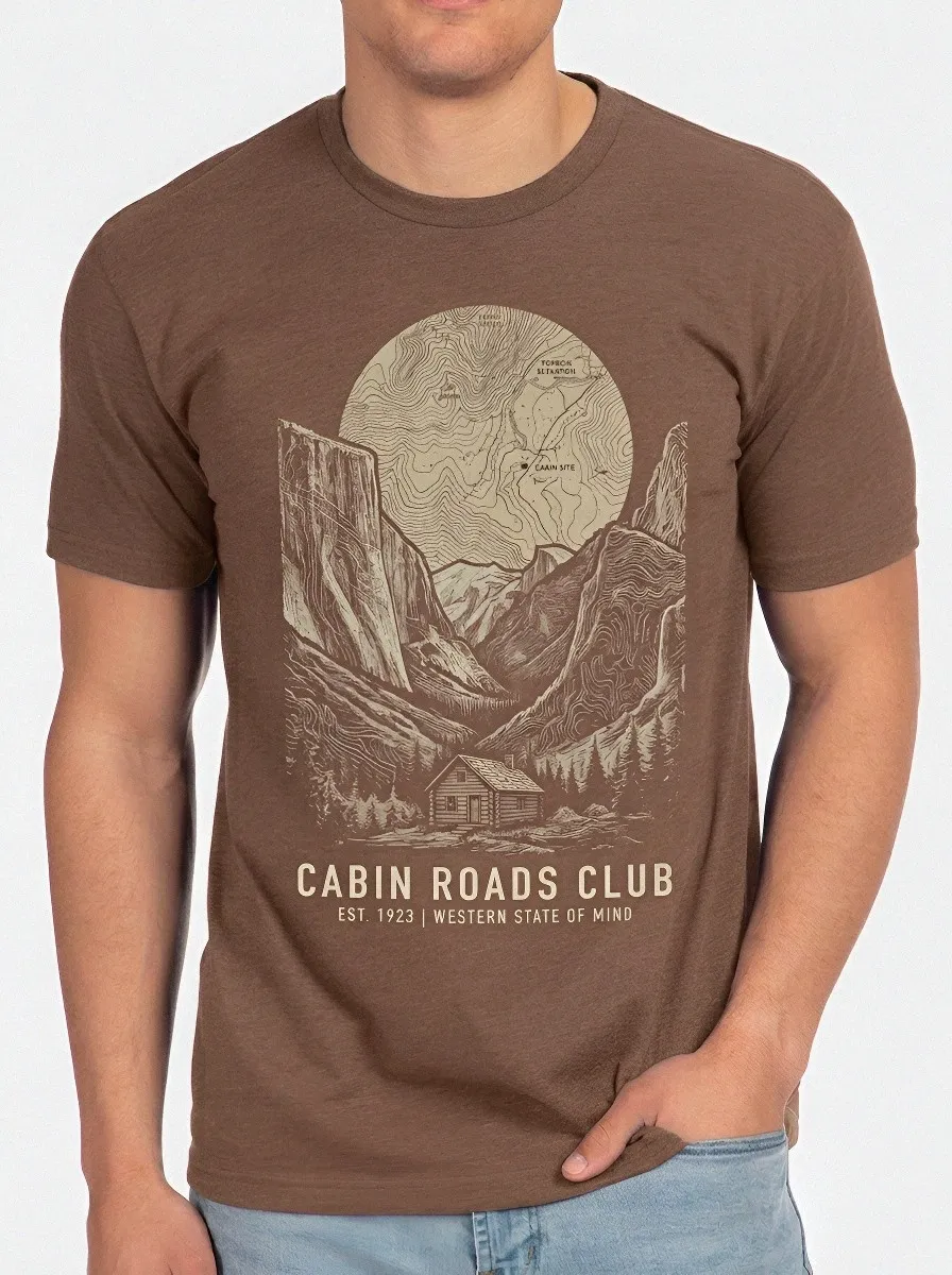 Men's Cabin Roads Club Mountain Landscape Printed T-shirt