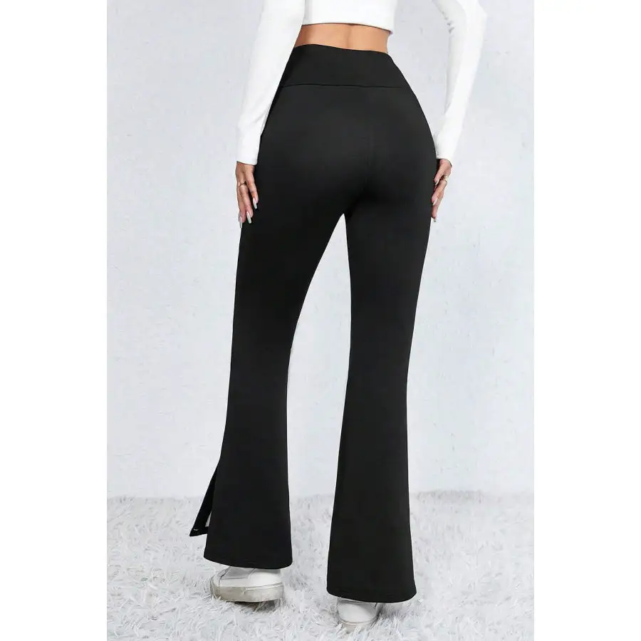 Slit High Waist Bootcut Pants