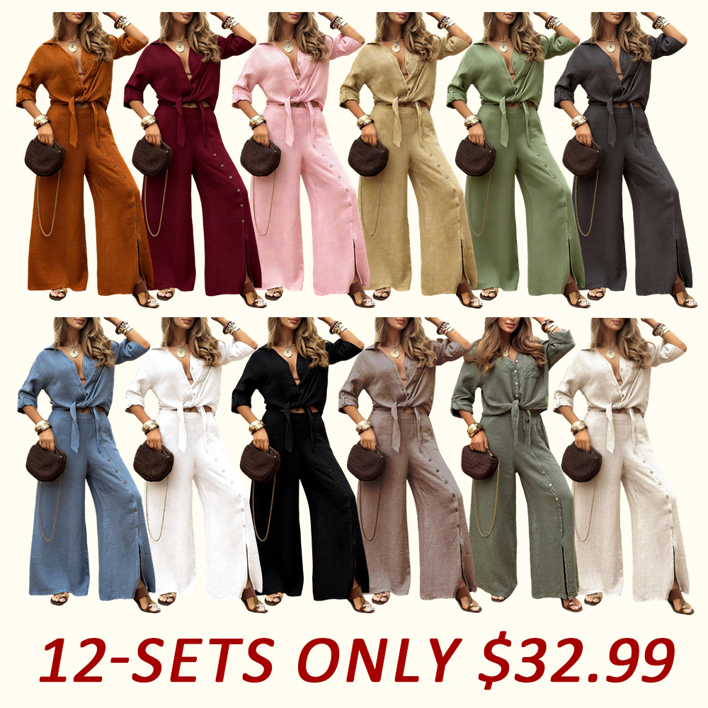 Women's Long-Sleeved Loose-Fitting Shirt Set