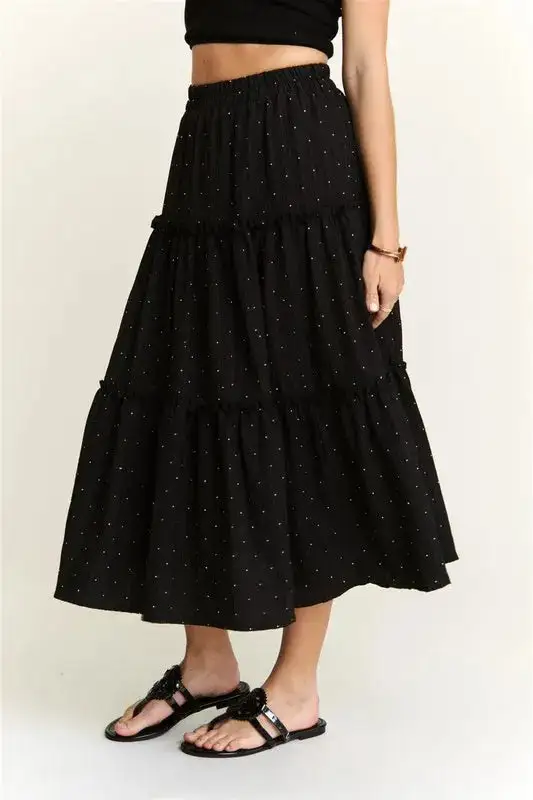 Ruffle Trim Rhinestone Skirt