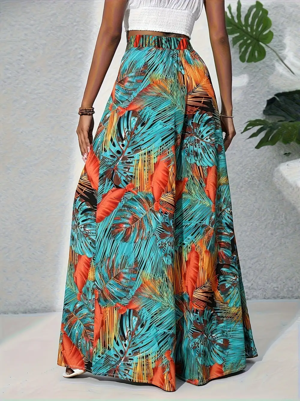 Wide Leg Printed Cropped Everyday Pants