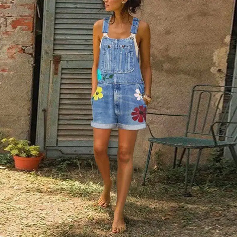 Women' Printed Slim Fit Bib Shorts