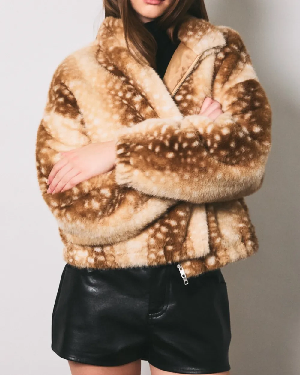 Animal Pattern Faux Fur Jacket
