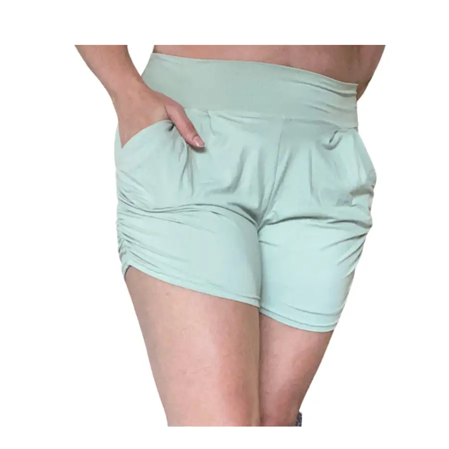 Buttery Soft Solid Harem Shorts with Pockets - Seafoam