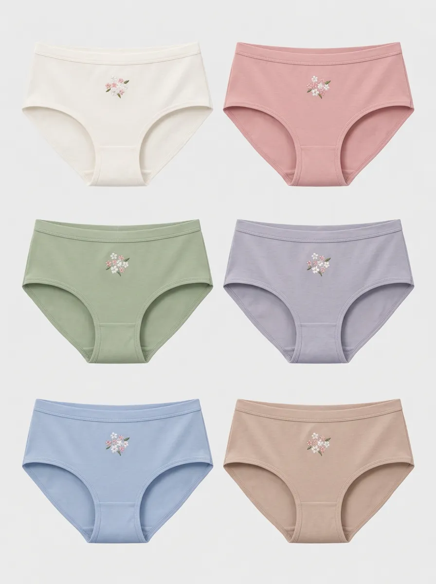 Women's Multicolor Floral Embroidered Briefs 6-Pack