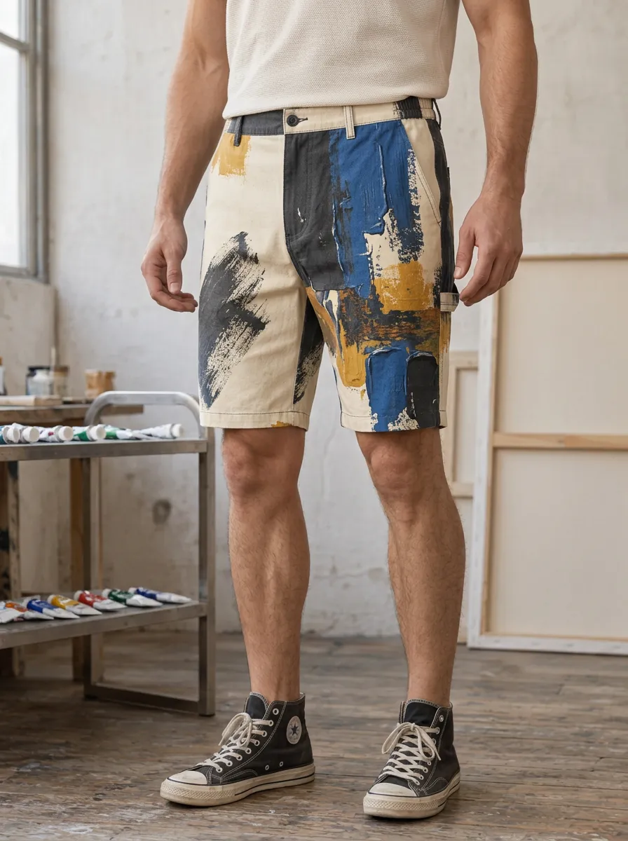 Men's Abstract Art Oil Paint Brushstroke Shorts