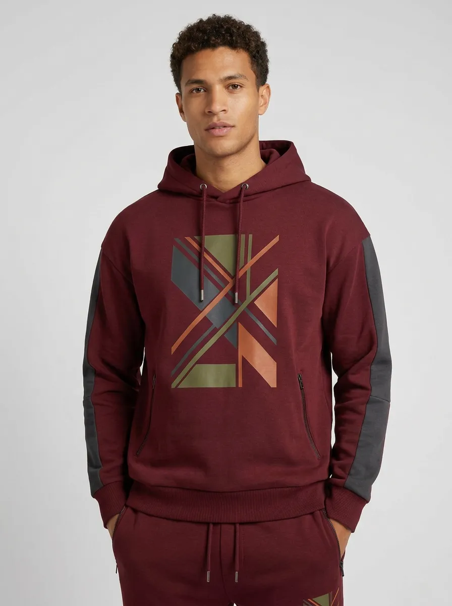 Men's Geometric Abstract Pattern Printed Tracksuit