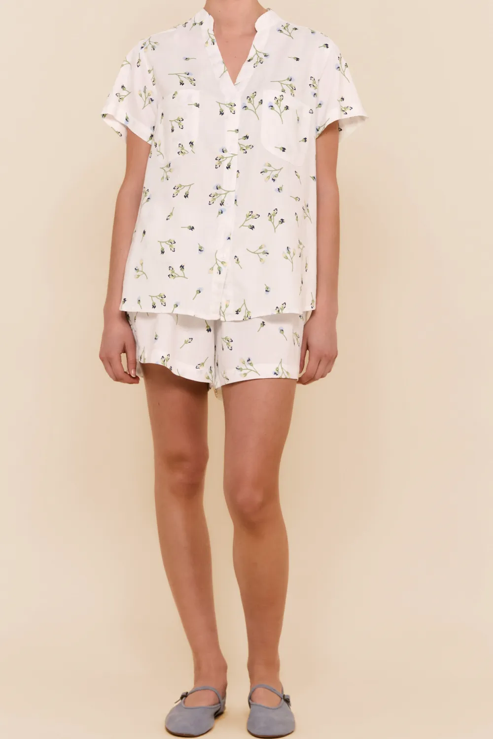 Small Blue Flowers Pajama Set