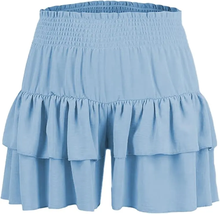 Women's high-waisted shorts with ruffles
