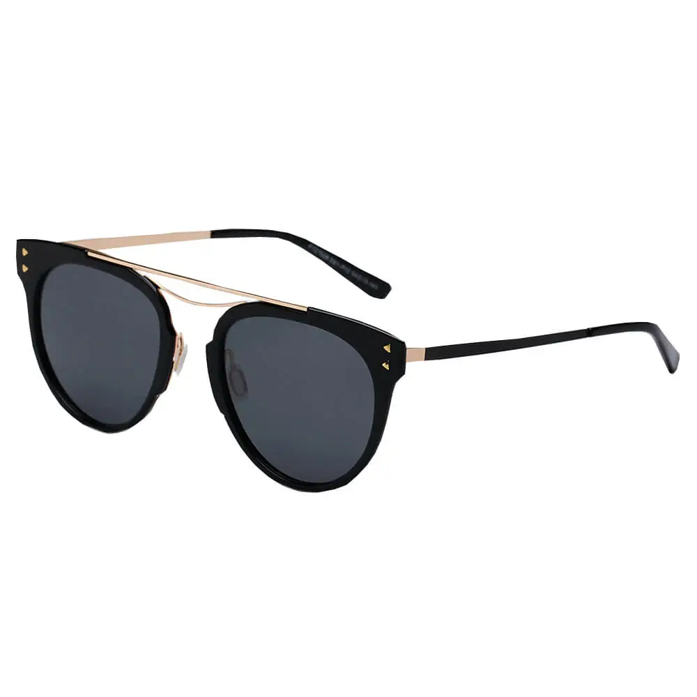 Polarized Brow Bar Round Sunglasses