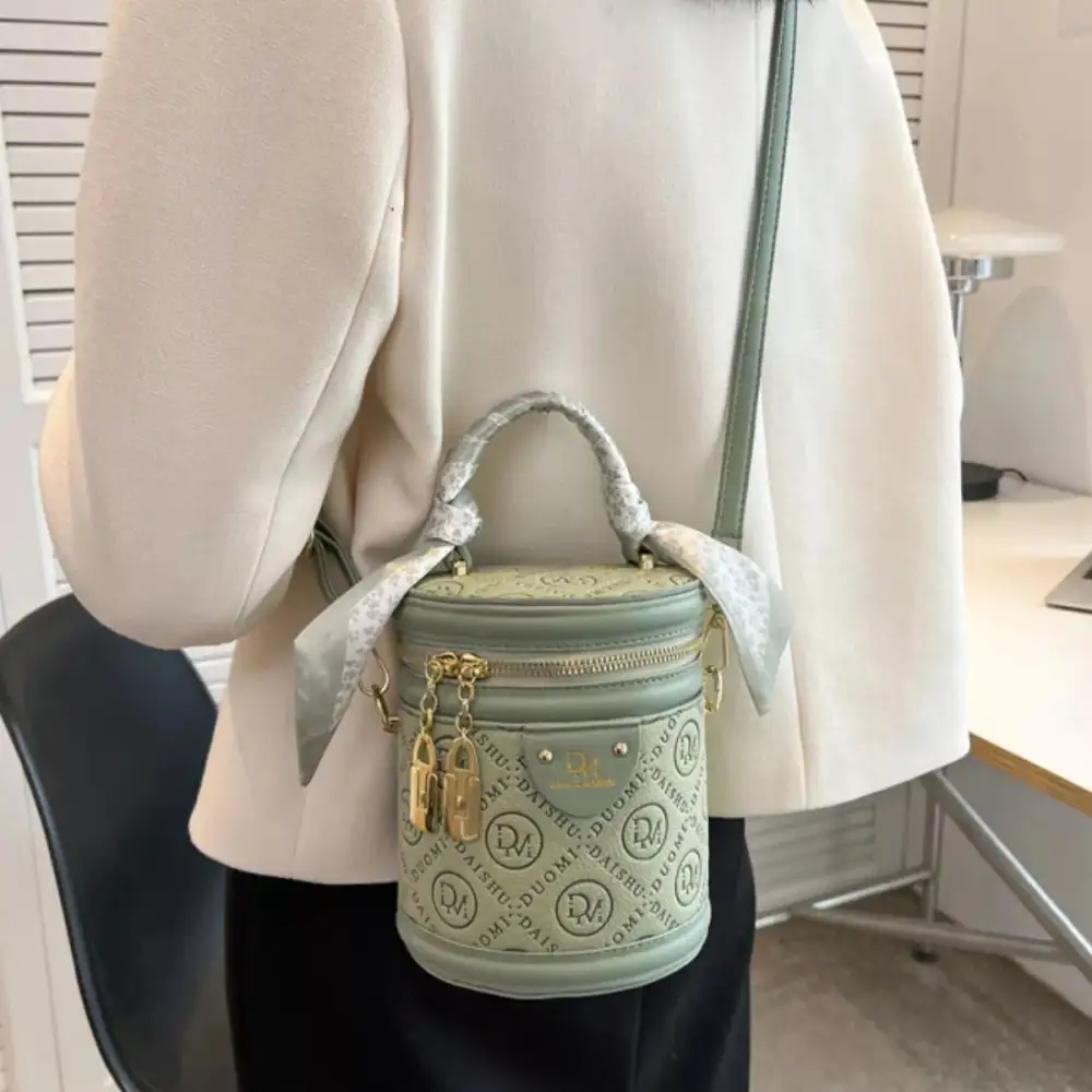 Letter Adjustable Strap Bucket Bag